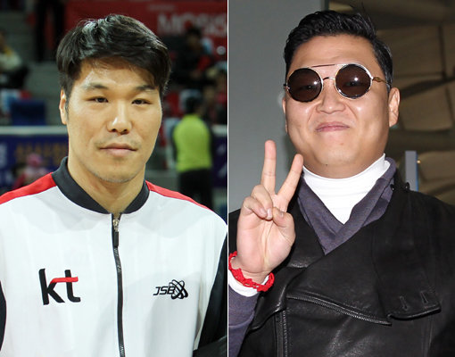 서장훈·싸이. 사진제공｜KBL·스포츠코리아