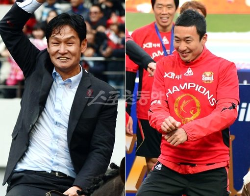 프로축구 출범 30주년을 맞은 2013년. 앞으로 더 많은 스토리를 만들어야 팬들은 감동한다. 지난 해 K리그 정상에 오른 FC서울 최용수 감독의 말 세리머니(오른쪽 위), 아이들과 ‘말춤’을 추는 서울 최태욱. 스포츠동아DB