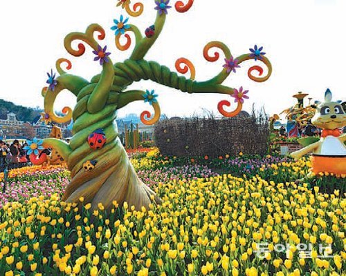 에버랜드가 지난달 22일부터 봄을 상징하는 튤립 120만 송이와 함께 국내 최대 꽃 축제인 ‘제22회 튤립축제’를 열고 있다. 삼성에버랜드 제공