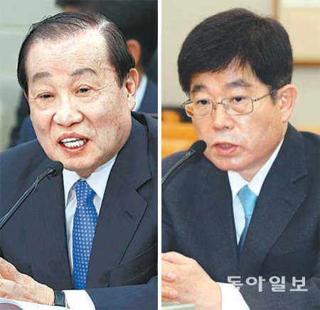 이경재 방송통신위원장 후보자(왼쪽)와 서기석 헌법재판관 후보자가 10일 국회 미래창조과학방송통신위원회와 법제사법위원회에서 각각 열린 인사청문회에서 의원들의 질의에 답변하고 있다. 안철민 기자 acm08@donga.com