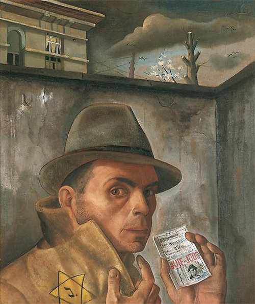 펠릭스 누스바움, 유대인 증명서를 쥐고 있는 자화상, 1943년
