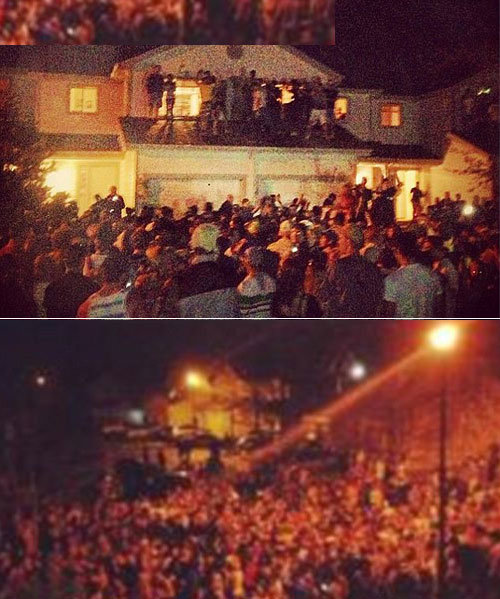 지난 27일 밤 미국 콜로라도주립대학 인근 거리에서 벌어진 대학생 파티. 사진 출처=인스타그램, 트위터