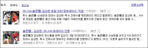 일부 경제지들의 오보. 사진 속 두산 베어스 유니폼을 입은 김상현이 보인다.