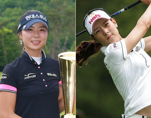 23일부터 강원도 춘천 라데나 골프장서 시작되는 두산매치플레이 챔피언십의 강력한 우승 후보는 허윤경(왼쪽)과 김자영이다. 두 선수가 매치플레이 필승 비법을 밝혔다. 사진제공｜KLPGA