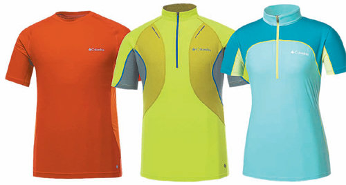 옴니프리즈 제로 원단을 사용한 티셔츠 제품들. 왼쪽부터 ‘프리즈 디그리 숏 슬리브 크루’(5만5000원, 남성용), ‘람딘 하프 짚티’(10만8000원, 남성용),‘헤이다 메도우 하프 짚티’(9만8000원, 여성용).