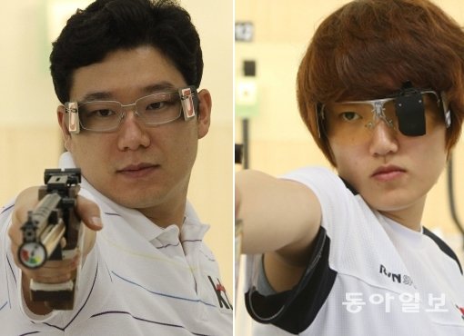 진종오-김장미(오른쪽). 동아일보DB