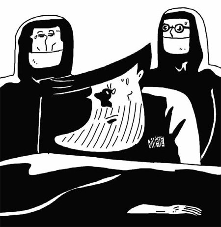 만화 ‘어덜트 파크’의 한 장면. 흑백으로 처리한 명암이 인간의 심연을 들여다보는 듯한 분위기를 자아낸다. 창비 제공