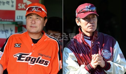 김성한 코치-이강철 코치(오른쪽). 스포츠동아DB