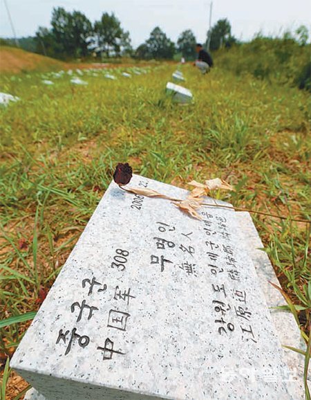 6·25전쟁 때 전사한 중국군의 유해 360구가 묻혀 있는 경기 파주시 적성면 답곡리 적군묘지.

파주=김재명 기자 base@donga.com
