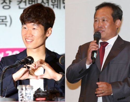 박지성(왼쪽)과 아버지 박성종씨.