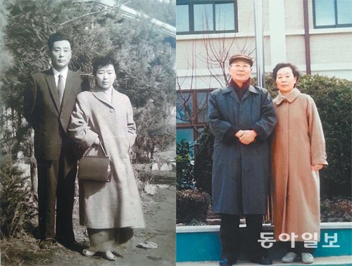 1957년 꽃다운 신혼 시절에(왼쪽), 2005년 어느새 50년 가까이 함께 산 부부가 되어.