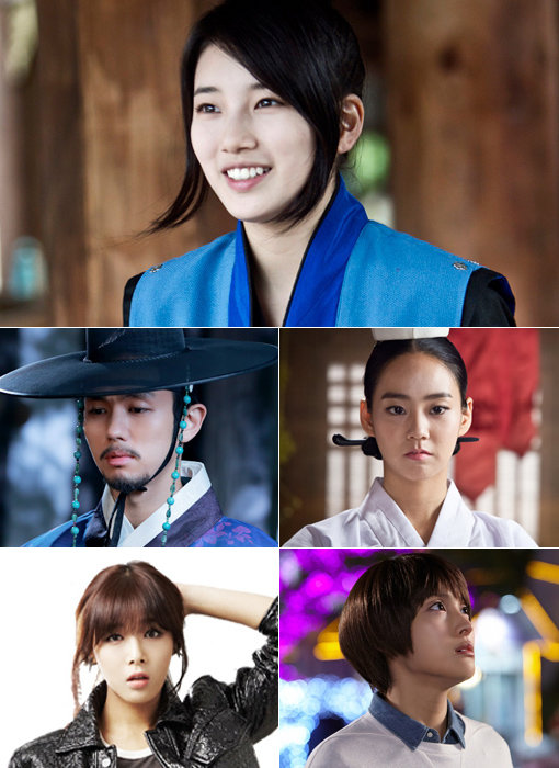 미쓰에이 수지-카라 한승연-박규리-원더걸스 유빈-2AM 임슬옹(맨 위 사진부터 시계방향으로). 사진제공｜MBC·SBS·MBC퀸·OCN·KBS