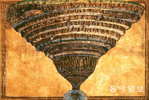 댄 브라운의 신작 ‘인페르노’에서 경고한 대로 정말 인구가 폭증해 곧 지구는 인파로 들끓는 지옥처럼 될 것인가. 그림은 단테의 대서사시 ‘신곡’ 중 ‘지옥 편’을 묘사한 산드로 보티첼리의 15세기 후반 작품 ‘지옥의 지도’. 바티칸도서관 소장