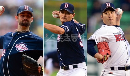 두산 니퍼트-노경은-유희관(왼쪽부터). 스포츠동아DB