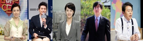 (왼쪽부터) 나경은, 오상진, 문지애, 손석희, 최일구. 사진제공=mbc, 엠넷, tvN, JTBC