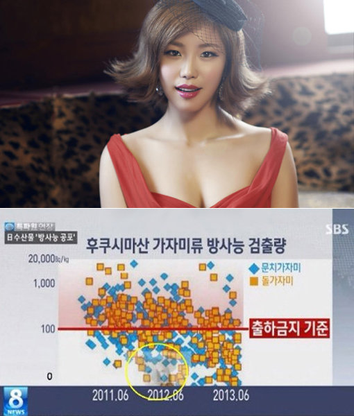 시크릿 전효성-SBS ‘8뉴스’ 논란 장면. 사진｜TS엔터테인먼트·방송캡처