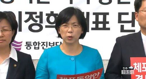 이정희 통합진보당 대표. KBS 뉴스 방송 캡쳐.