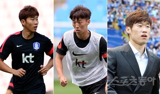 손흥민-김보경-박지성(왼쪽부터). 스포츠동아DB
