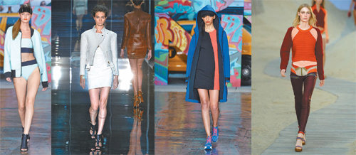 운동복 스타일을 세련되게 해석한 DKNY, 톰포드, DKNY, 토미힐피거 컬렉션(왼쪽부터).