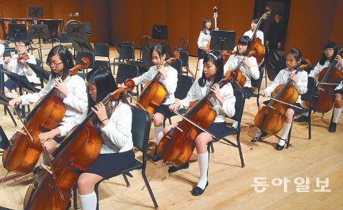 부산 상리초등학교 학생들은 오케스트라 활동을 통해 협동심과 결속력을 기른다. 연습을 하는 과정에서 수업 집중력과 학업 성취도 향상이라는 부수적인 효과도 얻고 있다. 부산 상리초교 제공