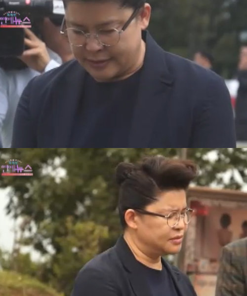 고 최진실의 5주기 추모식에 참석한 이영자. OBS '독특한 연예뉴스' 방송 캡쳐