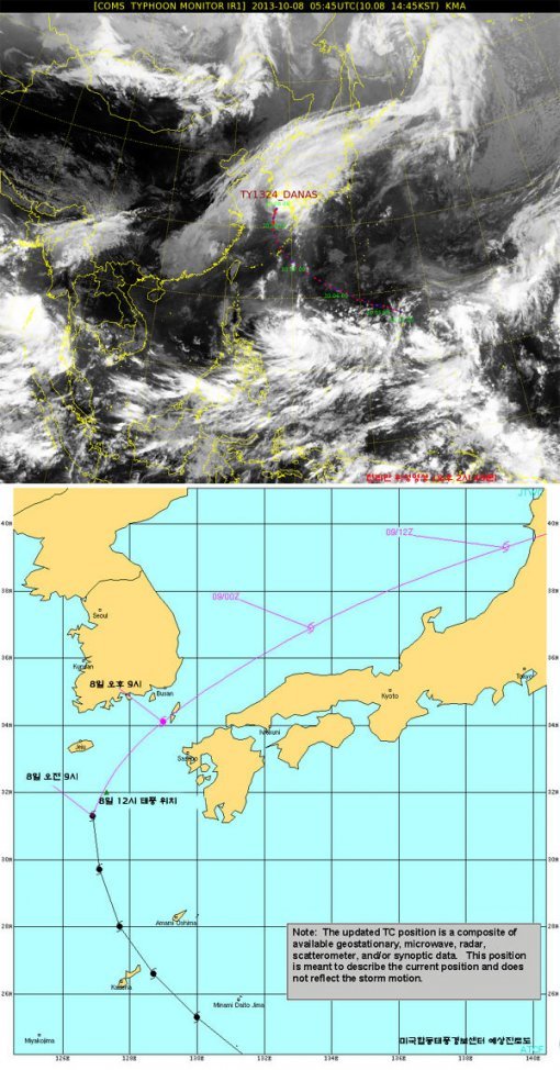 (천리안 위성사진-JTWC 예상진로)