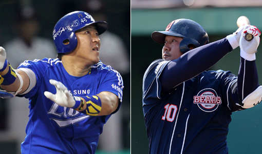 삼성 최형우(왼쪽 사진)와 두산 최준석이 올해 한국시리즈에서 거포 대결을 펼친다. 큰 경기에선 한 방이 흐름을 바꾸는 법. 둘의 방망이에 양 팀의 운명이 걸려있다고 해도 과언이 아니다. 사진｜스포츠코리아·스포츠동아DB