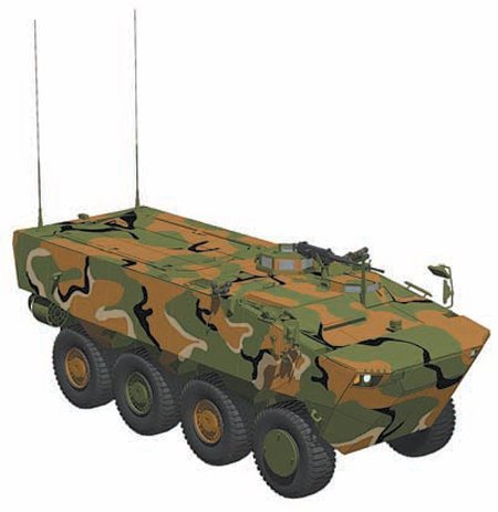 현대로템이 개발 중인 차륜형 전투차량(8×8 차량형).
현대로템 제공
