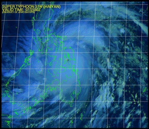 하이옌 위성영상(미국 합동태풍경보센터)
