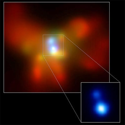 사진=미래창조과학부쌍둥이 블랙홀을 소유한 것으로 유명한 NGC 6240의 엑스선 관측 사진