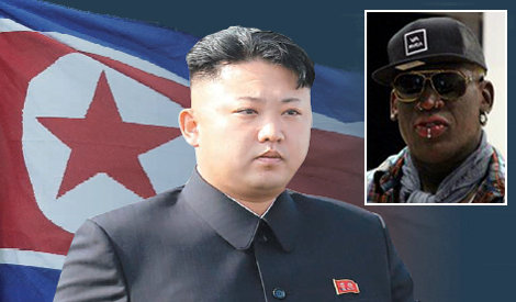 김정은 북한 노동당 제1비서(왼쪽)와 미국의 농구스타 데니스 로드먼