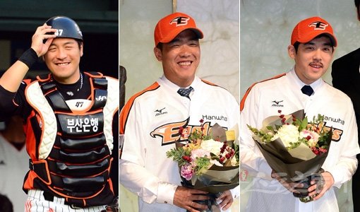 강민호-정근우-이용규(왼쪽부터). 스포츠동아DB