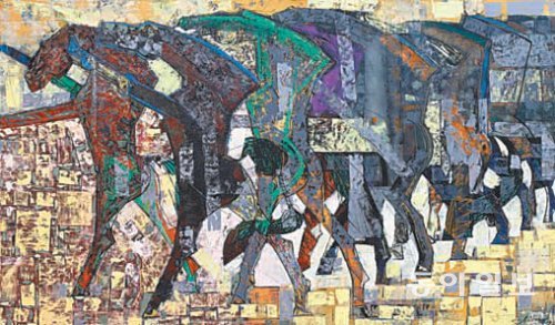 몽골 화가 차드라발의 ‘Horse composition’.