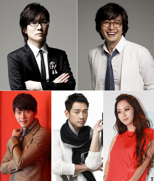 짧게는 3년, 길게는 7년 만에 팬들 곁으로 돌아오는 톱스타 5인방. 서태지, 배용준, 한예슬, 비, 현빈(왼쪽 위부터 시계방향으로)의 2014년은 그들의 재기를 한껏 엿볼 수 있는 해가 될 전망이다. 사진｜서태지컴퍼니·키이스트·스포츠코리아·큐브·스포츠동아DB