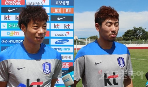 첫날 인터뷰에 나선 염기훈(왼쪽)과 하대성이 대표팀에서 베테랑의 역할을 강조했다. 이구아수(브라질)｜남장현 기자