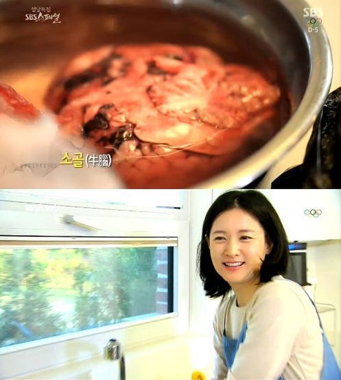 '소골탕' 요리에 도전한 이영애. SBS 스페셜 '이영애의 만찬' 방송 화면