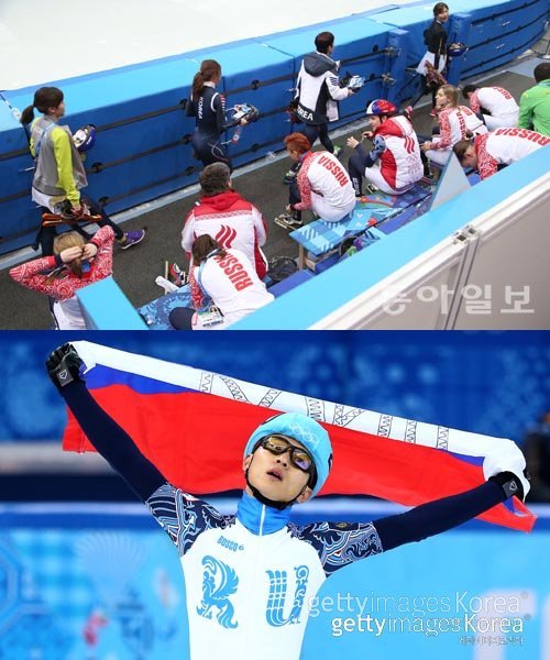 사진｜안현수와 조우한 한국 쇼트트랙 선수단(동아일보DB), 1500m 3위를 차지한 안현수=Gettyimages/멀티비츠