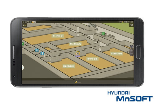 실내 주차장에서도 길안내를 해주는 현대엠엔소프트의 내비게이션. 사진제공｜현대엠엔소프트