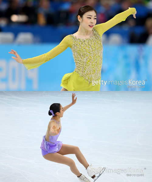 20일 열린 소치올림픽 피겨스케이팅 여자 싱글 쇼트프로그램에서 김연아는 1위에 올랐다. 아사다 마오는 부진 속에 16위에 그쳤다. 사진제공=Gettyimages/멀티비츠