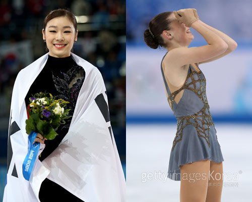 김연아와 소트니코바. 사진제공=Gettyimages/멀티비츠