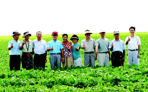 브라질 콩밭에 선 석선 박명호 선생(왼쪽에서 네번째).