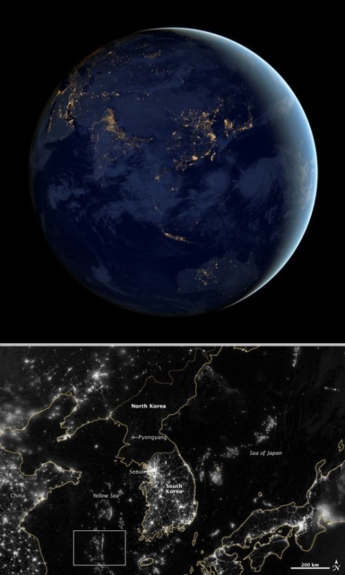 우주에서 본 아시아의 밤 = NASA 홈페이지