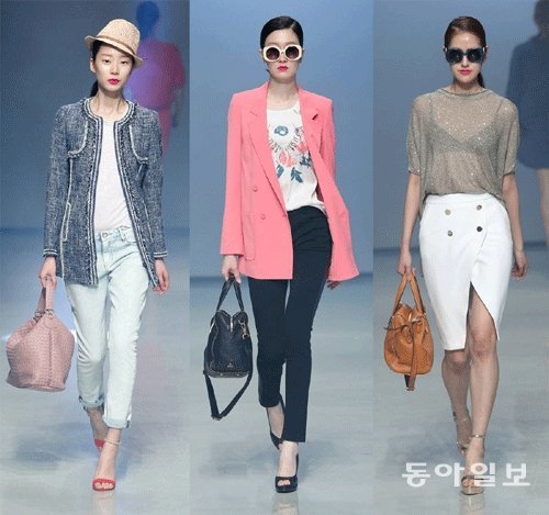 GS샵이 24일 선보인 의상들. 왼쪽부터 ‘쏘울’(재킷) ‘모르간’(재킷, 상의, 바지) ‘SJ와니’(상의) 제품. GS샵 제공