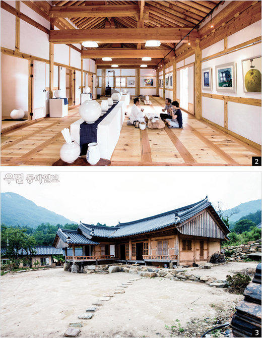 2 빙의당에는 김형규가 만든 백자 다기와 달항아리가 전시돼 있다. 3 공기 좋고 물 좋은 곳에 위치한 백우헌은 도예가 김형규가 쏟은 노력의 결과물이다.