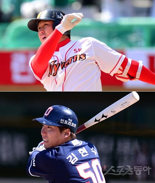 SK 최정(위) 두산 김현수(아래)는 한국프로야구를 대표하는 타자들이다. 시즌 초반 둘의 부진은 그래서 더욱 눈길을 모은다. 소속팀뿐 아니라 팬들도 최정의 홈런포와 김현수의 안타 퍼레이드를 기다리고 있다. 스포츠동아DB