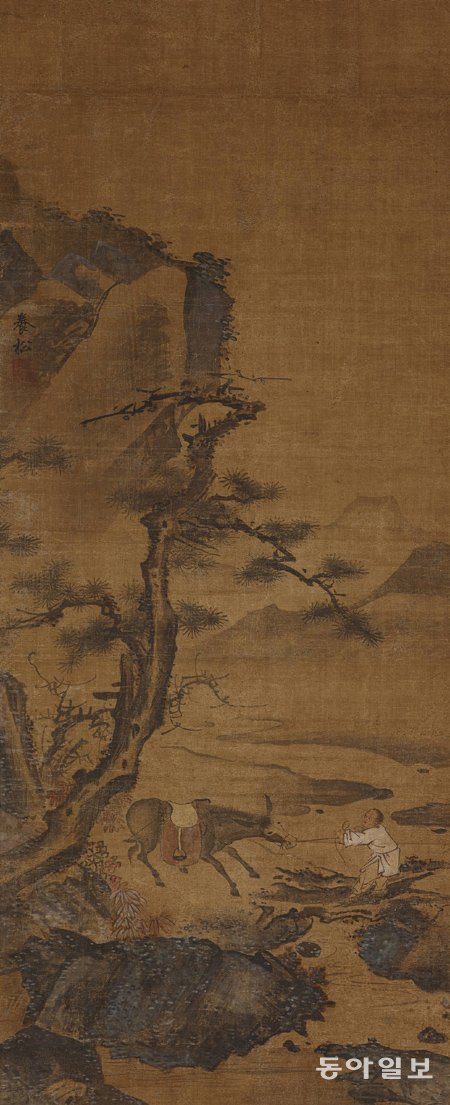 16세기 후반 조선 문인화가 김시가 그린 ‘동자견려도’. 보물 제783호. 동자를 통해 탈세속적 이상향을 꿈꾸는 선비의 정신을 대변한다. 호암미술관 제공
