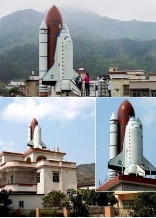 옥상 위 우주왕복선 (출처= 해외 SNS)