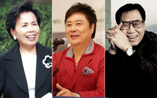 기나긴 시간 가요계에서 존재감을 드러내고 있는 거장들이 전국을 돌며 팬들과 감격적인 재회에 나선다. 사진은 데뷔 55주년 기념 콘서트를 진행 중인 이미자와 ‘영원한 오빠’ 남진, 조영남.(왼쪽부터) 사진｜하늘소리·동아닷컴DB·스포츠동아DB