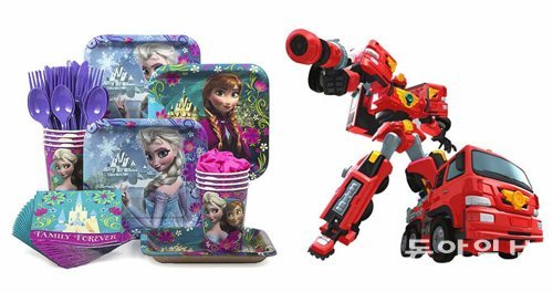 어린이날을 앞두고 많은 인기를 모으고 있는 겨울왕국 캐릭터 상품(왼쪽)과 또봇. 옥션 제공