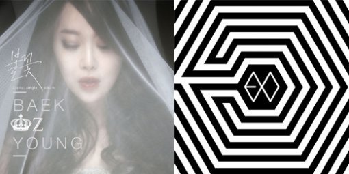 백지영 ‘불꽃’ vs 엑소 ‘중독(Overdose)’. 사진=WS엔터테인먼트/SM엔터테인먼트 제공